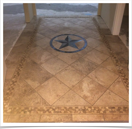 30" Custom Star Set in Vestibule using Western Stone, Yukon Trail Tile 30" Custom Star Set in Vestibule using Western Stone, Yukon Trail Tile